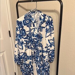Blue and White Floral Dress